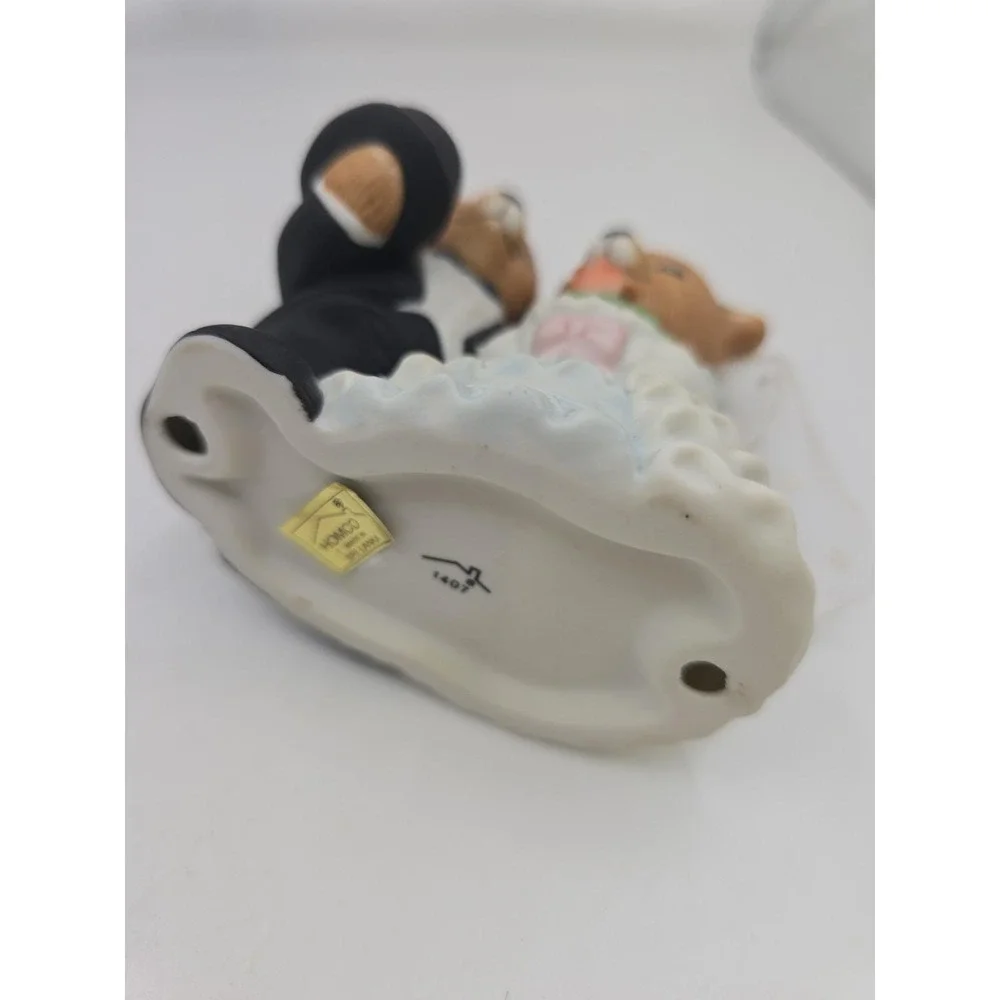 Vintage HomeCo Teddy Bear Bride Groom Wedding Cake Topper Figurine 1970s